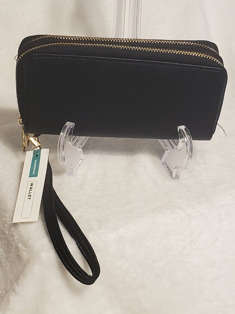 Black wristlet wallet with double zipper pouches NWT!